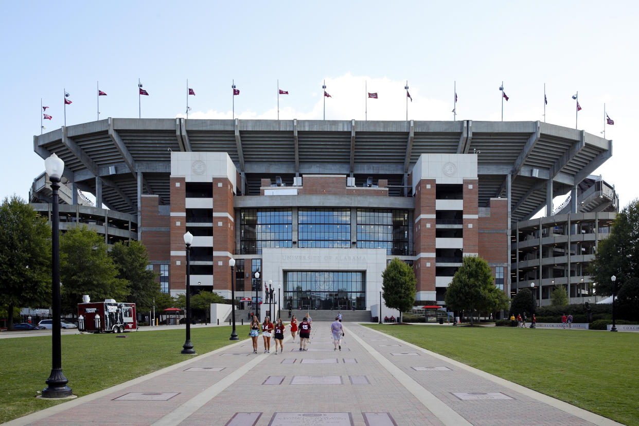 TUSCALOOSA, AL - SEPTEMBER 21: A general view of the exterior of the stadium following a game between the Alabama Crimson Tide and the Southern Mississippi Golden Eagles at Bryant-Denny Stadium on September 21, 2019 in Tuscaloosa, Alabama. Alabama defeated Southern Miss 49-7. (Photo by Joe Robbins/Getty Images)