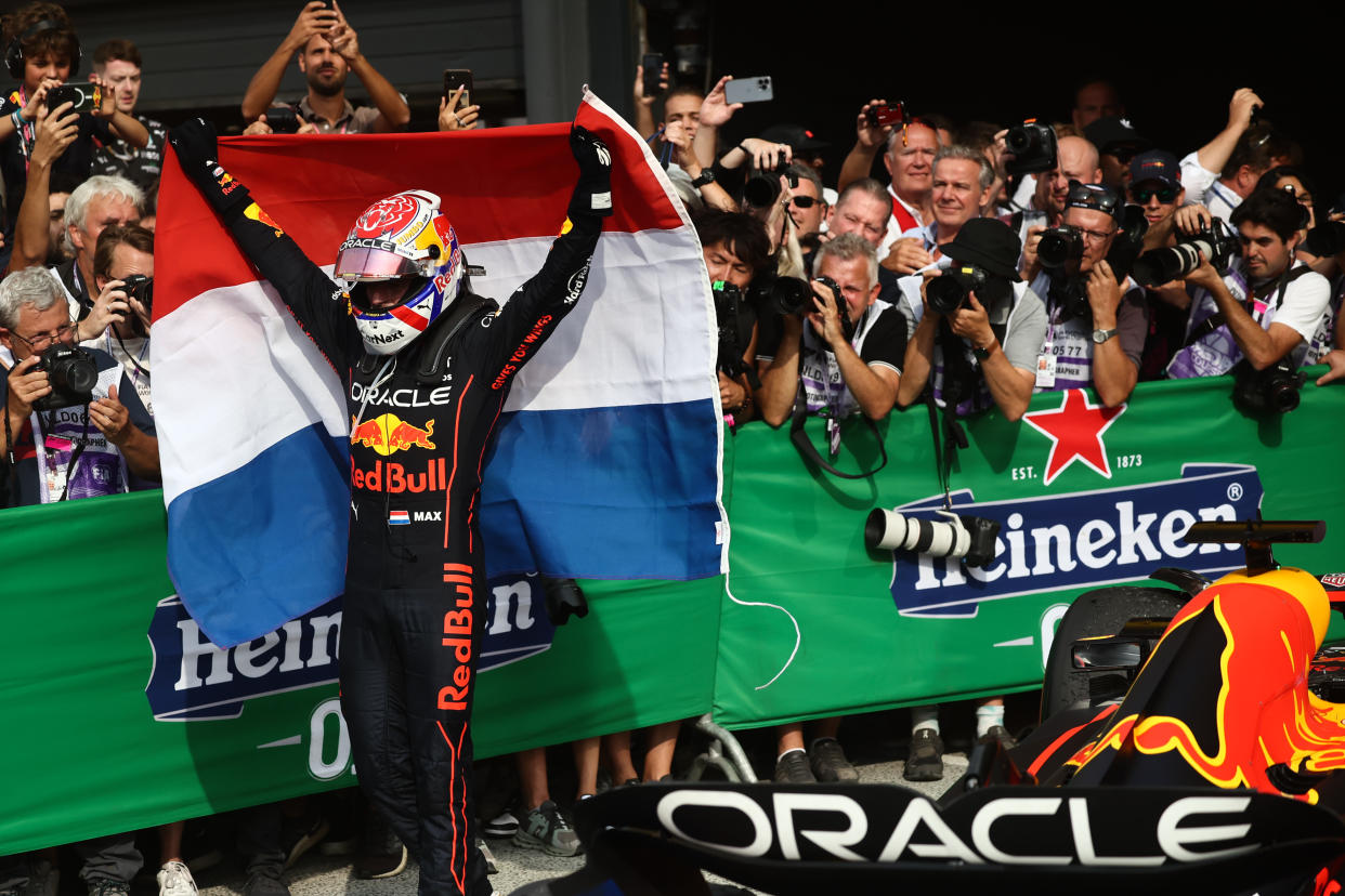 La Selección de Holanda vivió un momento de alta velocidad y recordaron a Max Verstappen. (Foto: Jakub Porzycki/NurPhoto via Getty Images)