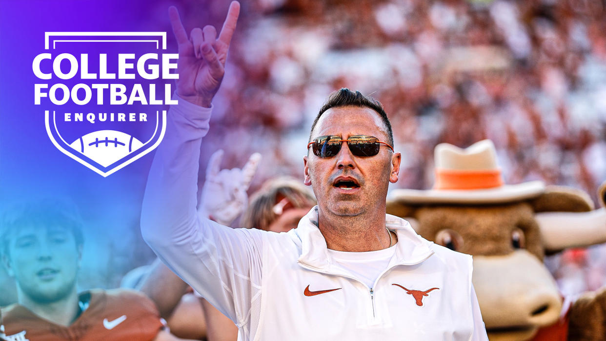 Texas head coach Steve Sarkisian sings to the home fans 
(Photo by Tim Warner/Getty Images)