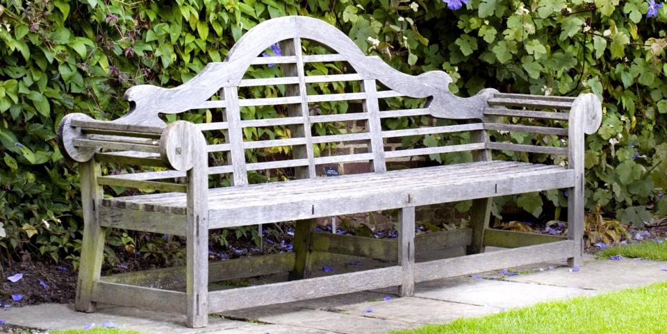 lutyens bench in the rose garden at sissinghurst castle garden near cranbrook kent