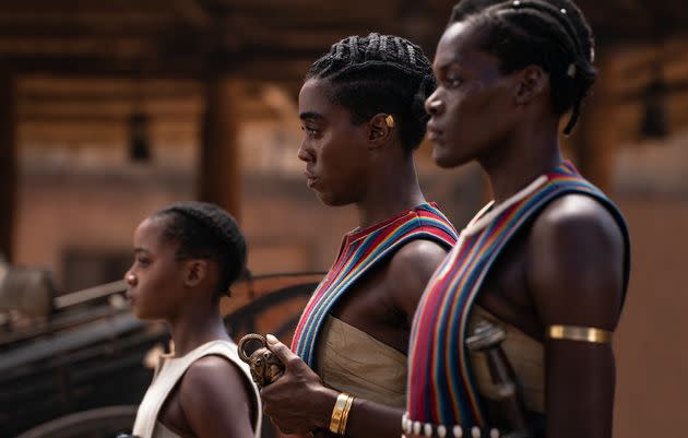 Thuso Mbedu, Lashana Lynch and Sheila Atim star in a scene from 