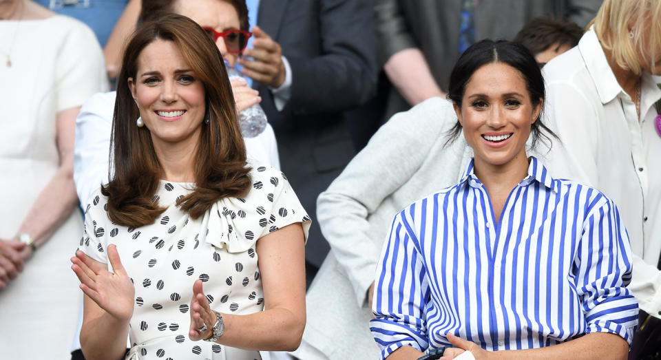 Meghan Markle and Kate Middleton together at Wimbledon in . [Photo: Getty]