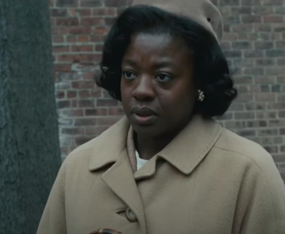 Viola Davis as Mrs. Miller talks to Sister Aloysius Beauvier in "Doubt"