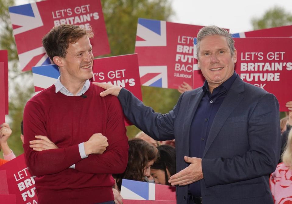 Keir Starmer with Mid Bedfordshire winner Alistair Strathern (PA)