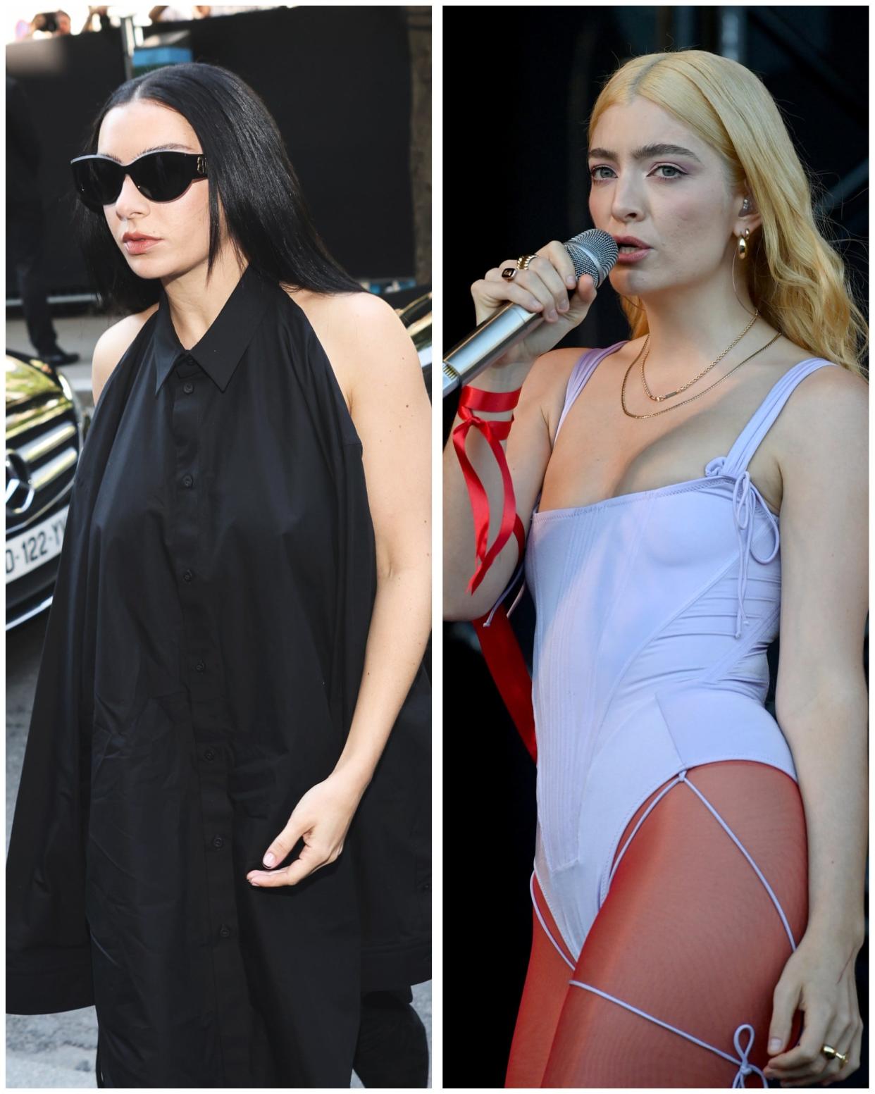 Charli XCX (left) and Lorde, who addressed their alleged feud in a viral collaboration, were spotted at the "Brat" singer's birthday party on Saturday.