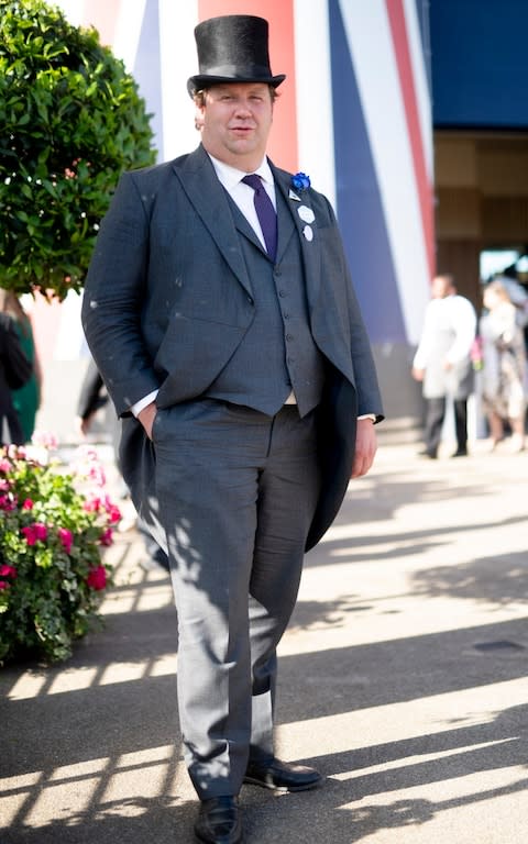 Johnno Spence at Royal Ascot, in the suit made for Thomas Markle for the Royal wedding - Credit: Geoff Pugh/Telegraph