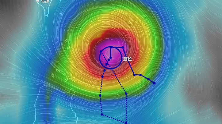 蘇拉颱風路徑繞圈，是否侵襲台灣需要持續觀察。（圖／翻攝自NCDR天氣與氣候監測網）