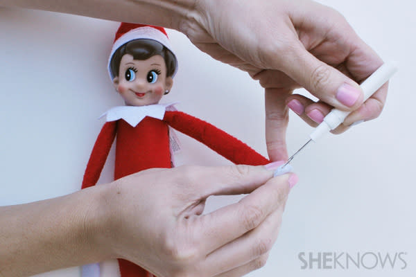 Remove stitches - making your Elf on the Shelf bendable