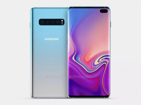 Renders of the Samsung Galaxy S10 show the innovative screen design (91mobiles/ @OnLeaks)