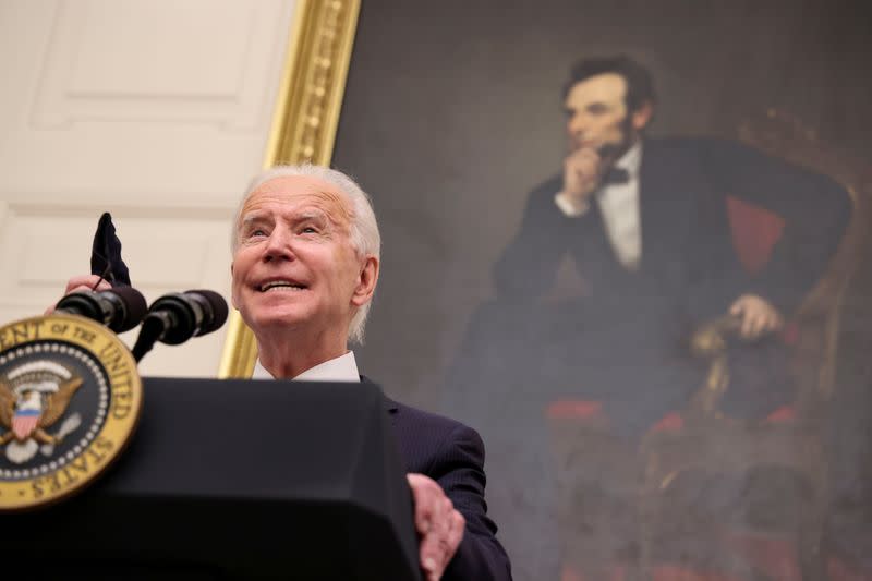 FILE PHOTO: U.S. President Biden holds coronavirus response event at the White House in Washington