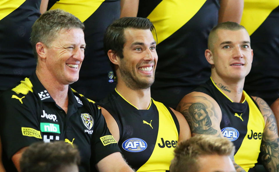 Damien Hardwick, Alex Rance and Dustin Martin, pictured here at Richmond in 2018.