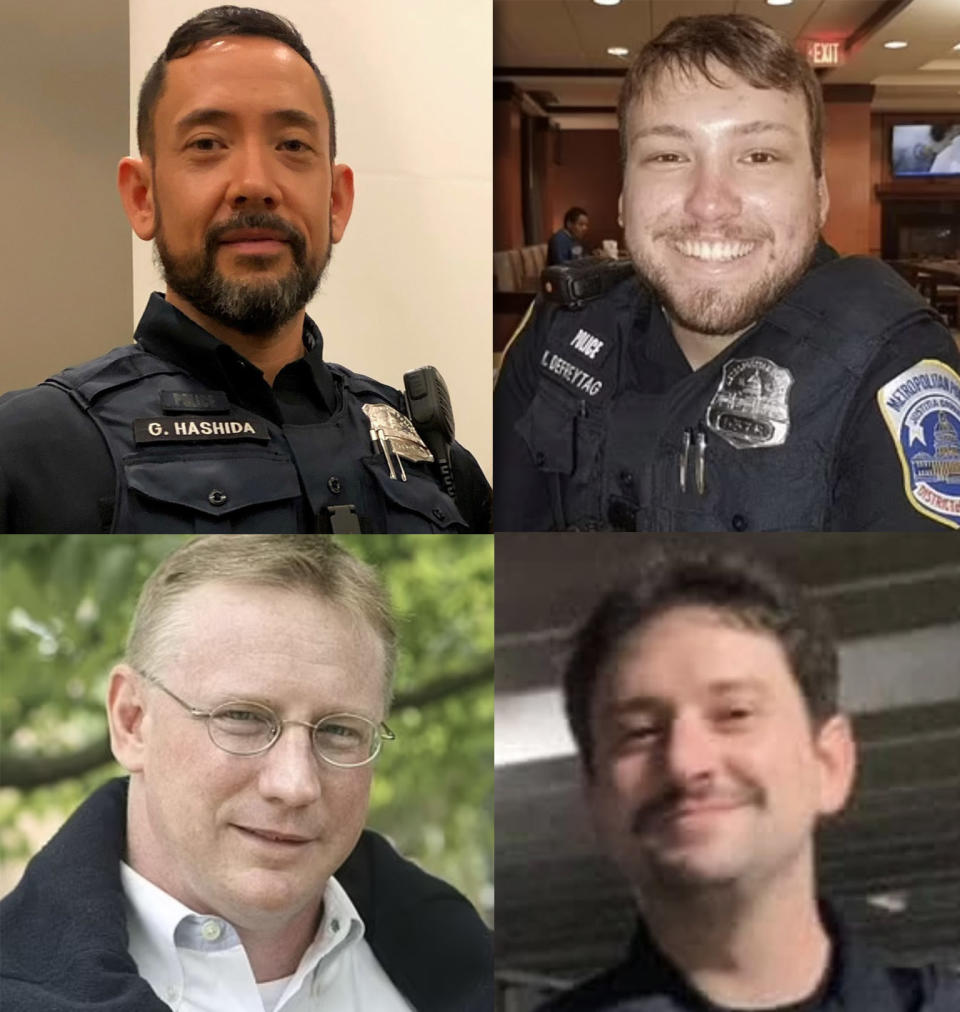 The four police officers who responded to the January 6 Capitol riot and later died by suicide. 