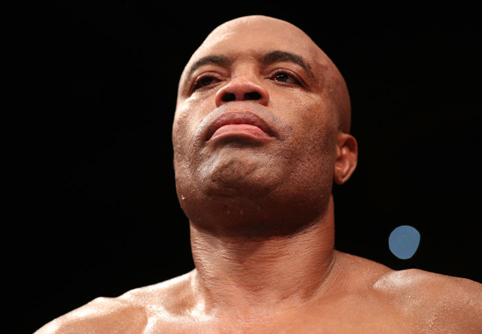 RIO DE JANEIRO, BRAZIL - MAY 11:  Anderson Silva of Brazil reacts after his loss to Jared Cannonier in their  middleweight bout during the UFC 237 event at Jeunesse Arena on May 11, 2019 in Rio De Janeiro, Brazil. (Photo by Buda Mendes/Zuffa LLC/Zuffa LLC via Getty Images)