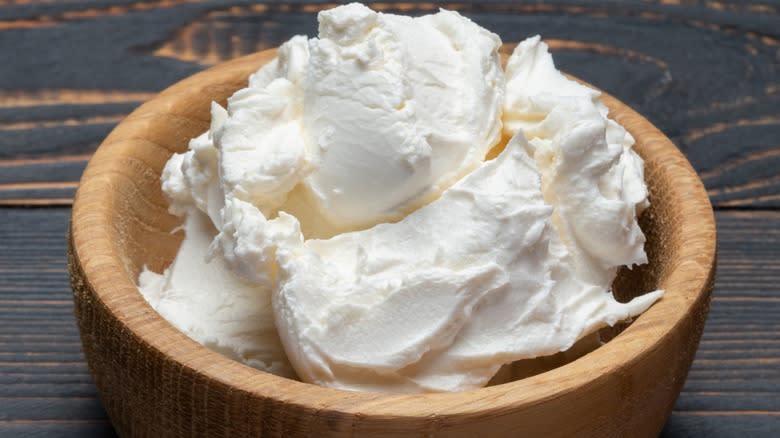 Close-up of mascarpone in a bowl