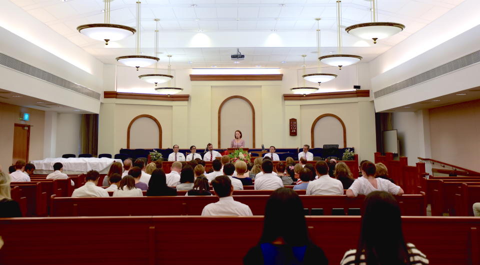 A Sacrament Meeting at the LDS premises in Bukit Timah, on a Sunday morning in September. PHOTO: Nurul Amirah/Yahoo News Singapore