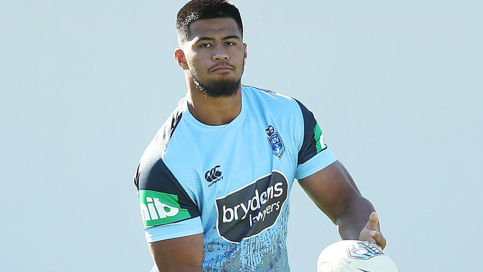 Payne Haas pictured at NSW Origin training on Tuesday. Pic: Getty