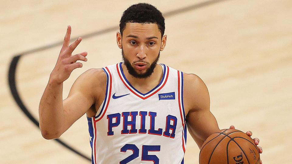 Pictured here, Ben Simmons in action for Philadelphia in the NBA.