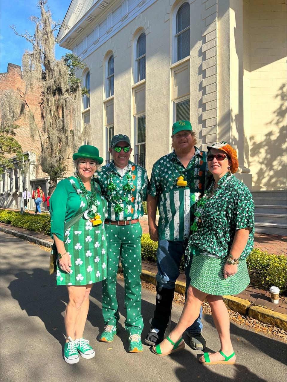 John and Michele Mahoney are celebrating their 33rd anniversary on St. Patrick’s Day. The couple is visiting with friends from Tampa, Florida. From left to right: Colleen and Cary Harbaugh, John and Michele Mahoney