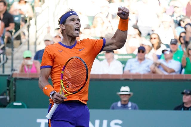 Rafael Nadal celebrates his victory over Nick Kyrgios 