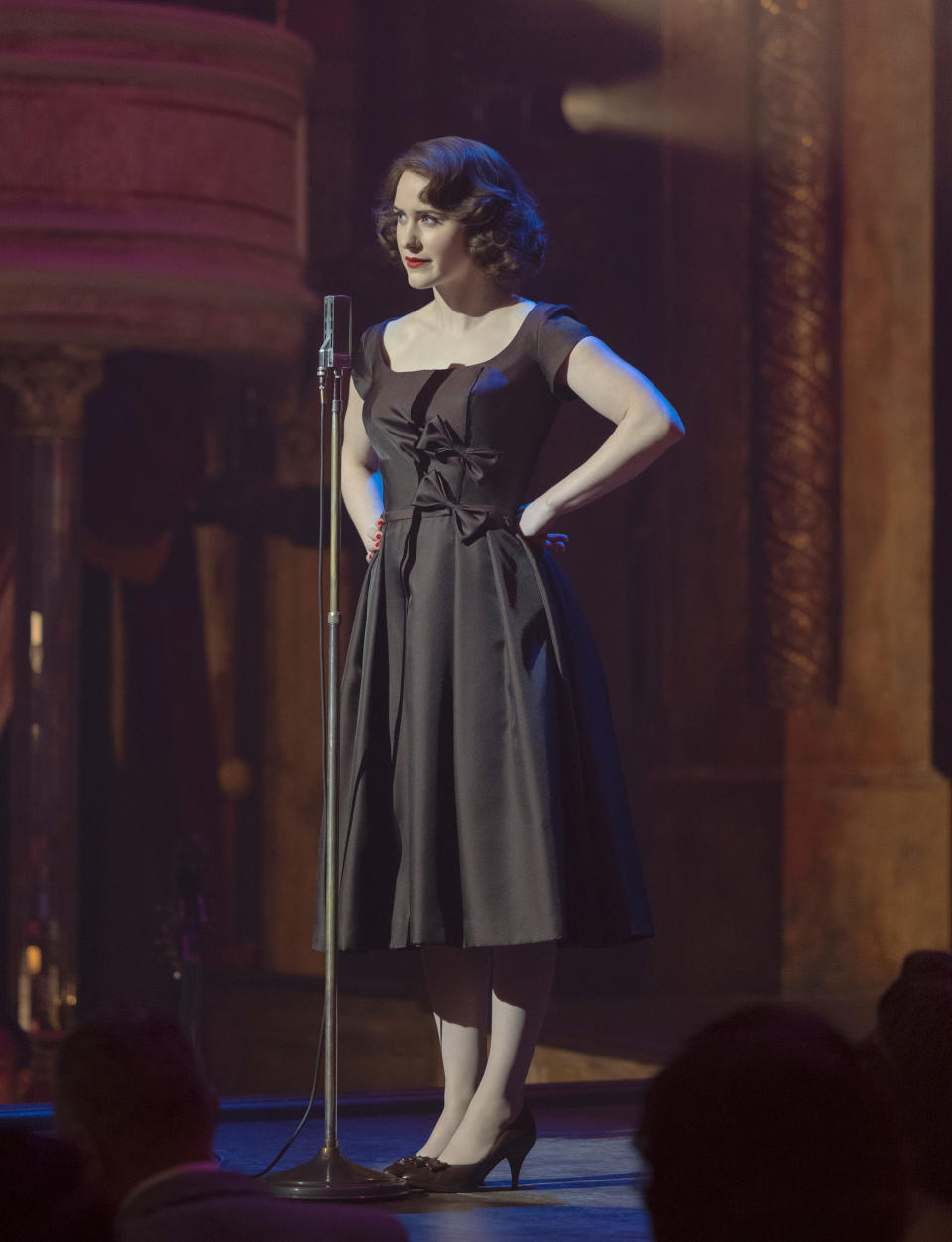 This image released by Amazon Prime Video shows Rachel Brosnahan in a scene from "The Marvelous Mrs. Maisel." (Philippe Antonello/Amazon Prime Video via AP)