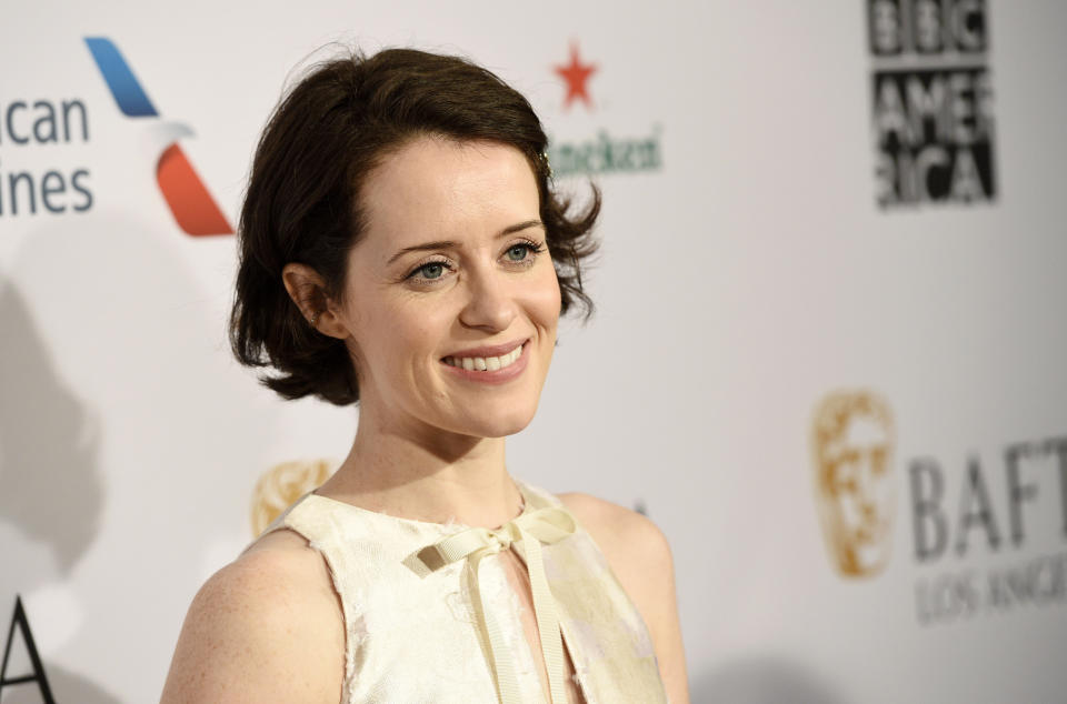 Actress Claire Foy poses at the 2019 BAFTA Tea Party at the Four Seasons Hotel, Saturday, Jan. 5, 2019, in Los Angeles. (Photo by Chris Pizzello/Invision/AP)