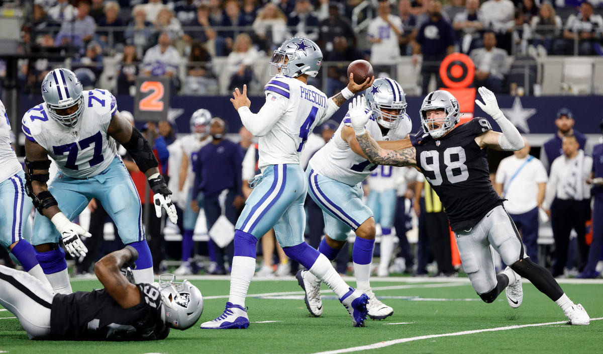 Raiders beat Cowboys 36-33 in OT on field goal after penalty