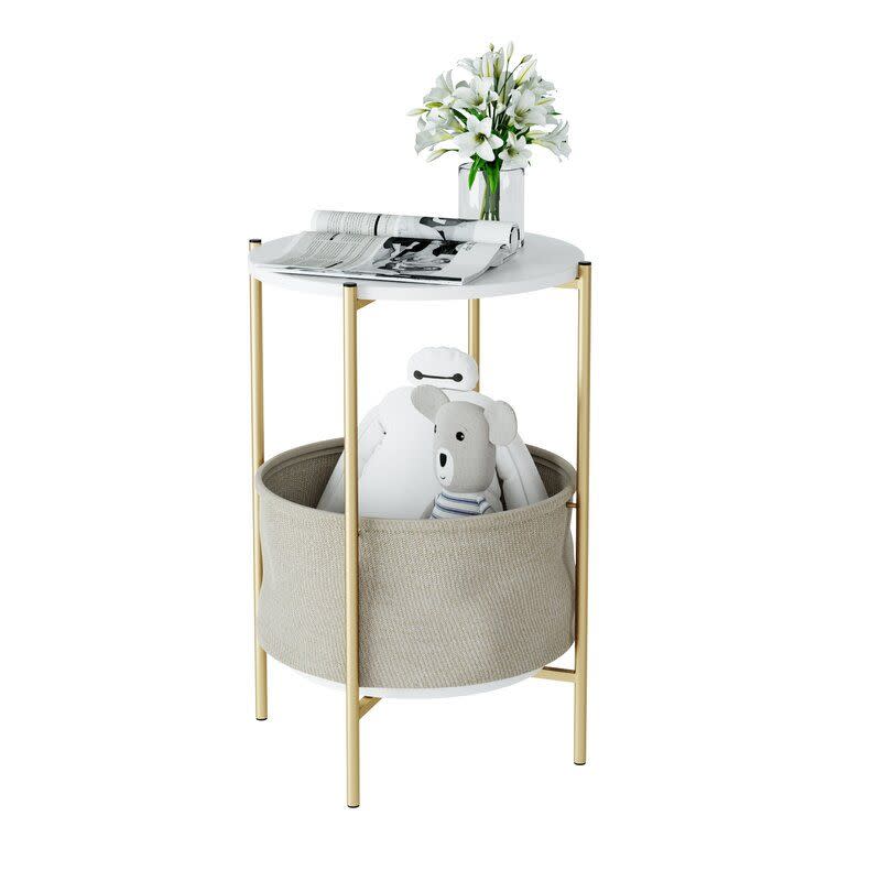 15) White/Gold Enright Iron Nightstand