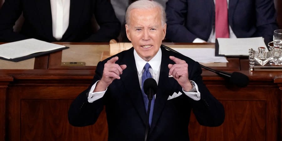 Joe Biden delivers a speech to the US Congress, March 7, 2024