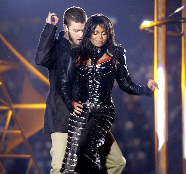 <p>One of the most infamous moments of a celebrity wardrobe malfunction is Janet Jackson at the 2004 Super Bowl. The unstoppable, legendary singer faced a slew of backlash and trolling over the incident where her breast was exposed at the XXXVIII Super Bowl, but Jackson didn’t let it stop her. She not only performed amazingly but she’s made it a <a href="https://www.sheknows.com/entertainment/articles/2526091/janet-jackson-control-janet-naked-body-love/" rel="nofollow noopener" target="_blank" data-ylk="slk:priority to love herself and her body;elm:context_link;itc:0" class="link ">priority to love herself and her body</a> every day since.</p>