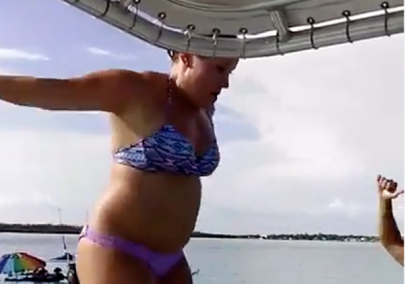 Woman's boat backflip is major fail