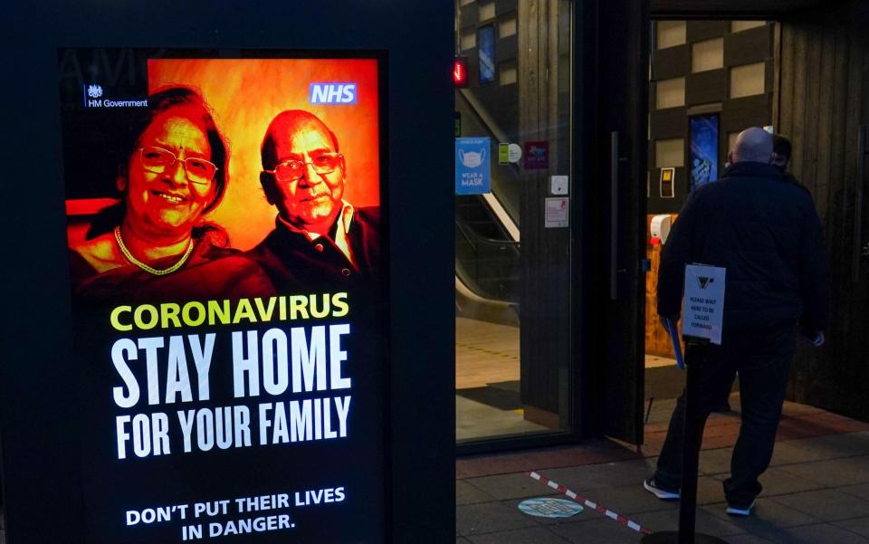 A poster in Middlesbrough warns people to stay at home after tougher new restrictions were introduced to suppress the virus in the area - Ian Forsyth/Getty Images Europe