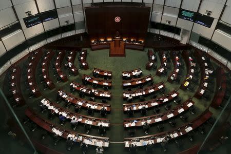 A general view of a Legislative Council meeting before a Beijing-backed electoral reform is debated in Hong Kong, China June 17, 2015. REUTERS/Bobby Yip