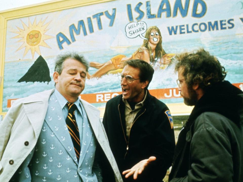 Murray Hamilton, Roy Scheider and Richard Dreyfuss in Steven Spielberg's classic blockbuster 'Jaws' (Universal)