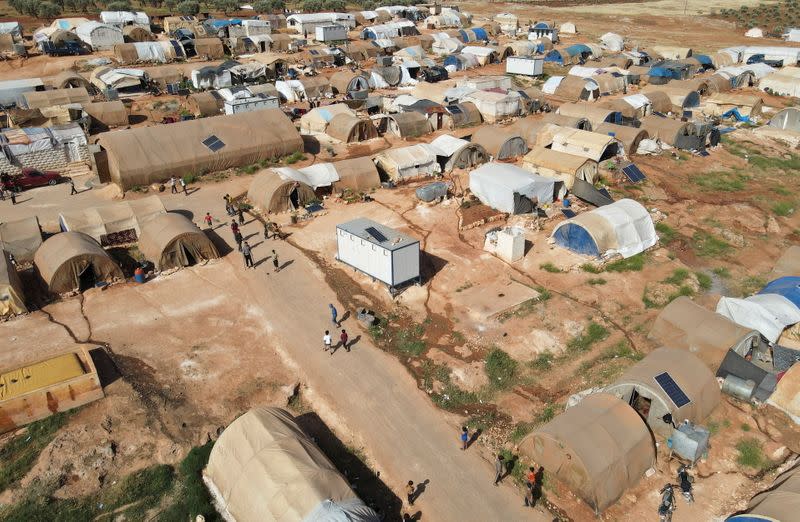 A general view shows Teh camp for internally displaced Syrians in northern Idlib