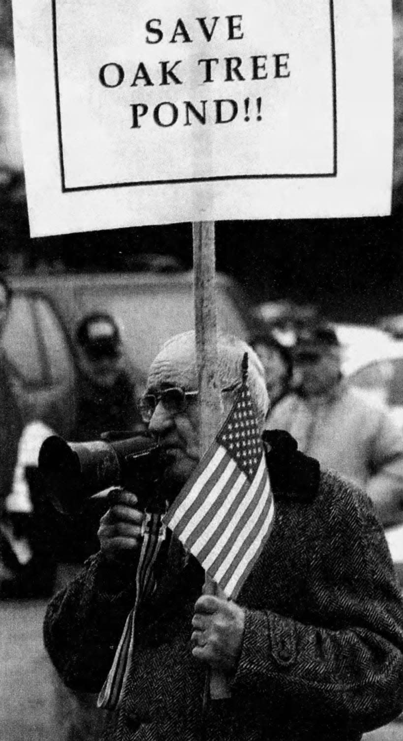 Karl Kovach made his voice heard on Saturday, Feb. 6, 1999, at a demonstration against plans to build a shopping center in Edison.