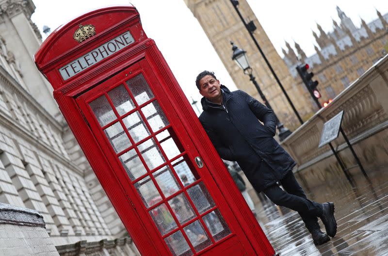 Italian chef-turned restaurant owner Mazzei poses for a portrait near the Houses of Parliament in London