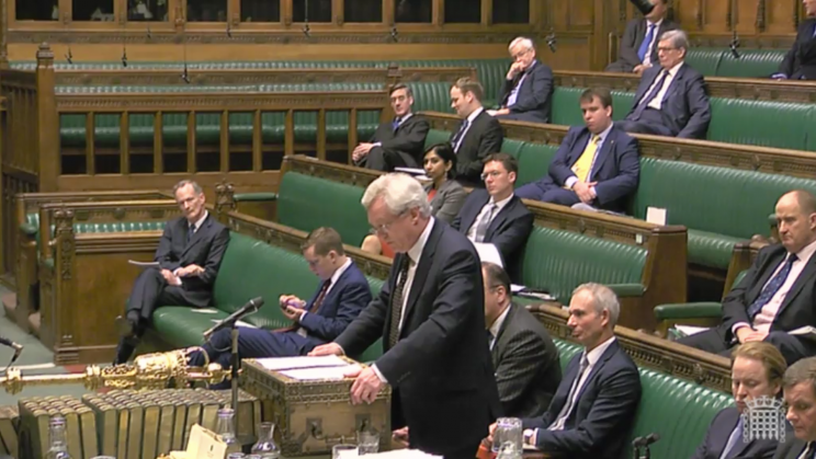 Echo chamber: David Davis addressed a half-empty chamber (Parliamentlive.tv)