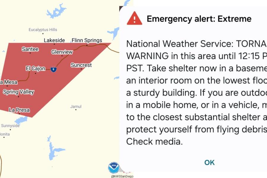 ¡Toma precauciones! Activan alerta de tornado en San Diego, piden a la población resguardarse