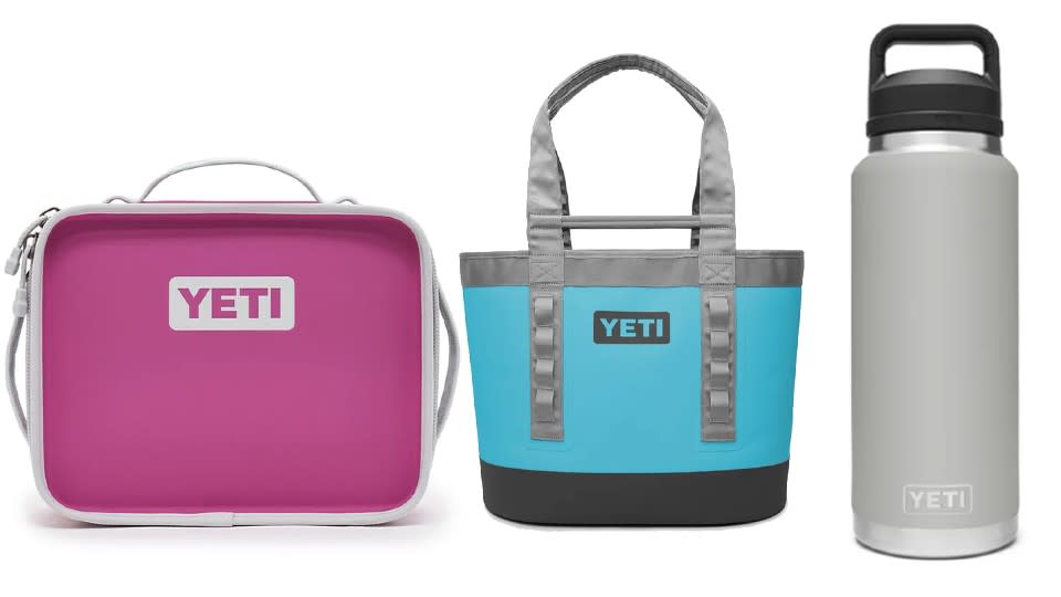 Daytrip Lunch Box, Camino Carryall 35 and Rambler 1.36 L bottle with chug cap - YETI, $99, $200, $70