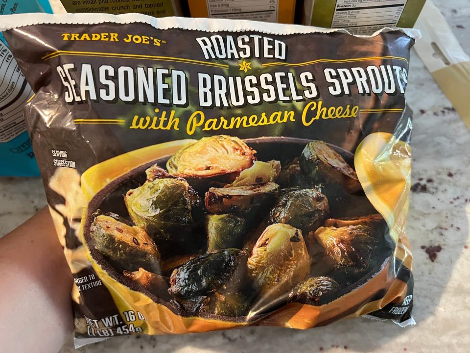 Bag of roasted, seasoned Brussels sprouts