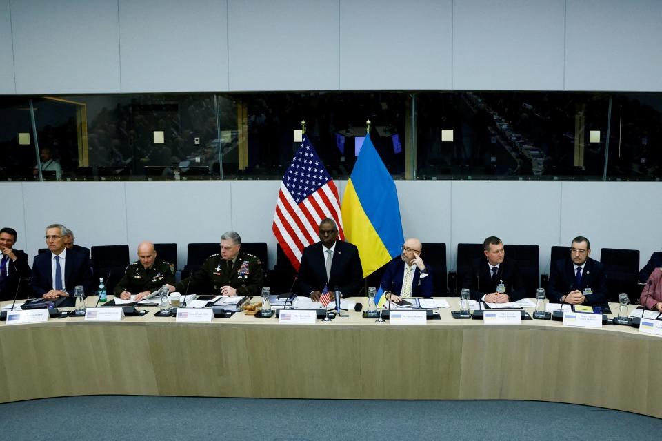 A general view of a meeting of the Ukraine Defence Contact Group during a NATO defence ministers meeting at the Alliance’s headquarters in Brussels, Belgium 12 October 2022 (Reuters)
