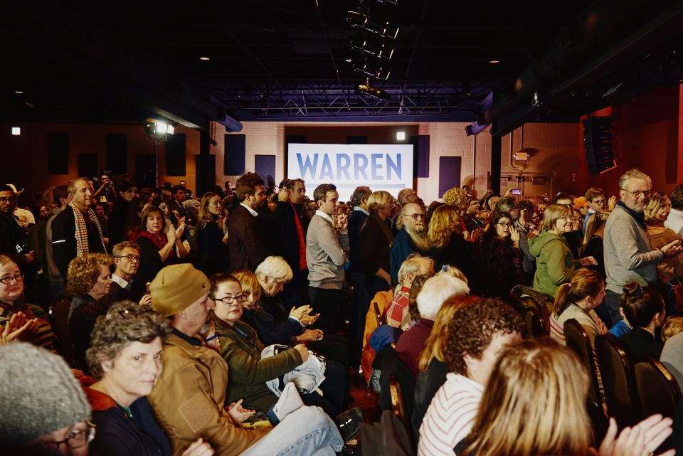 Guests at Elizabeth Warren's Derry GOTV Event at the Tupelo Music Hall in Derry, NH on Feb. 6, 2020. | Tony Luong for TIME