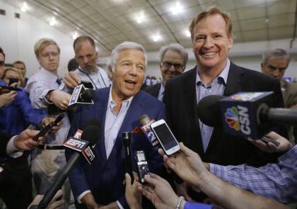 Roger Goodell (R) and Patriots owner Robert Kraft may not be so buddy-buddy right now. (AP)