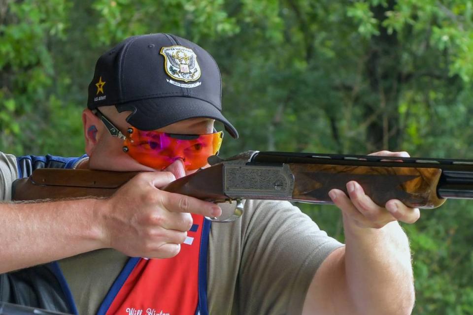 Sgt. Will Hinton shoots trap at Ft. Moore. 07/02/2024