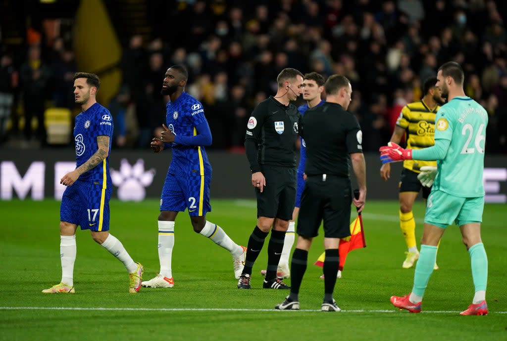 Watford and Chelsea had to leave the field (Mike Egerton/PA) (PA Wire)