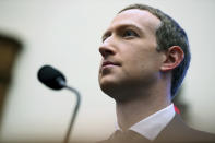 Facebook CEO Mark Zuckerberg testifies before a House Financial Services Committee hearing on Capitol Hill in Washington, Wednesday, Oct. 23, 2019, on Facebook's impact on the financial services and housing sectors. (AP Photo/Andrew Harnik)