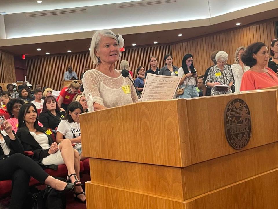 Janet Carabelli said she arrived at the Stephen P. Clark center at 2 p.m. on Thursday, Sept. 7, 2023, for Miami-Dade County’s first hearing on Mayor Daniella Levine Cava’s 2024 budget proposal. She was the first of about 150 people to speak, advocating for funding for the Animal Services Department.