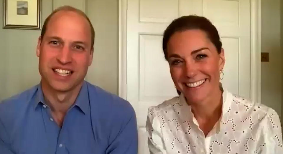 The Duke and Duchess of Cambridge had a video call with volunteers from the charity Shout on Wednesday 3 June.  (Kensington Palace)