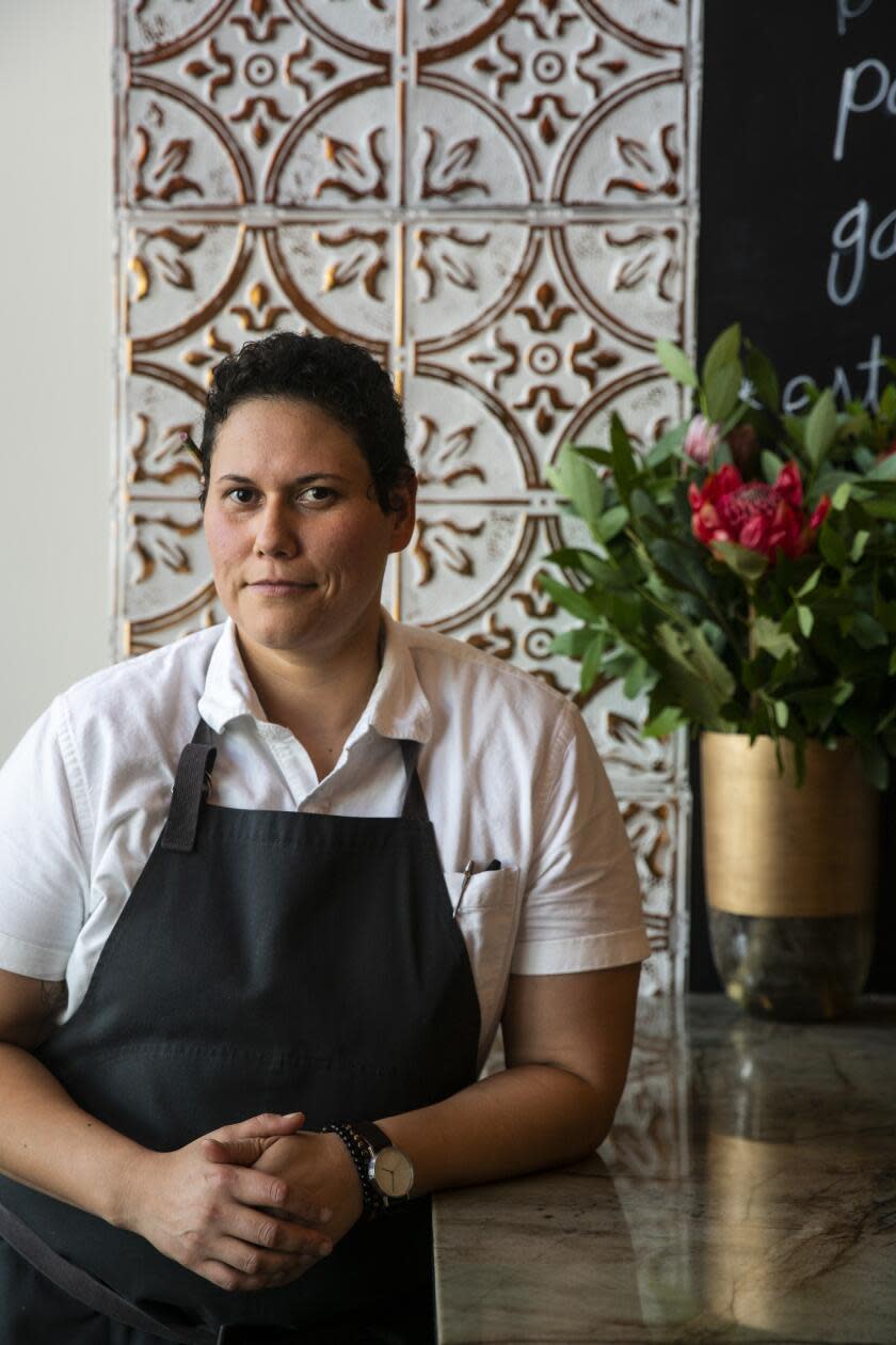 LOS ANGELES, CALIF. - SEPTEMBER 20: Executive Chef and Owner, Teresa Montaño, poses for a portrait at Otoño in Highland Park on Thursday, Sept. 20, 2018 in Los Angeles, Calif. 