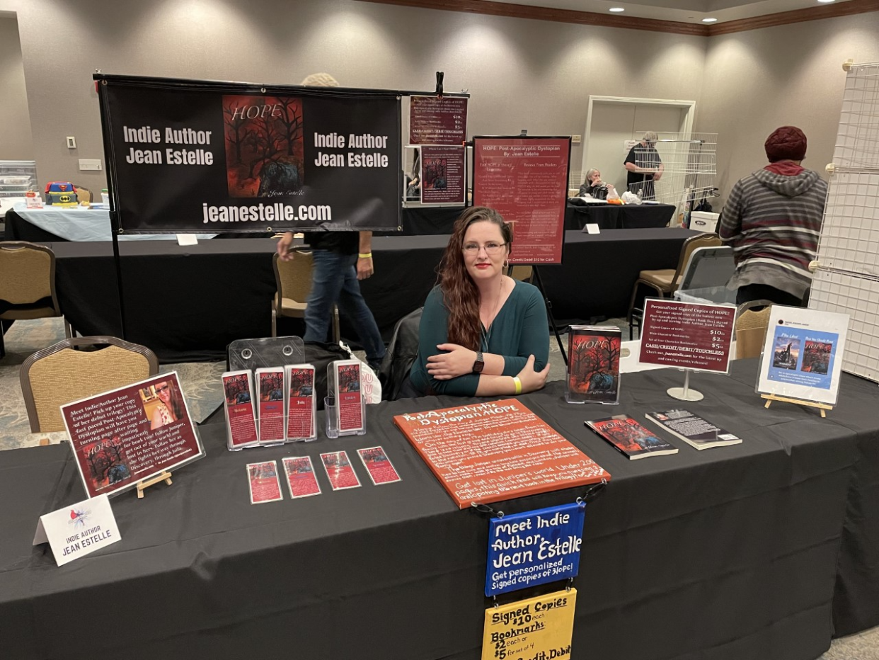 Poconos-based author Jean Estelle at her booth at Scranton Comic Con.